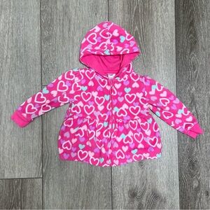 GARANIMALS FLEECE ZIP UP HOODED SWEATSHIRT HEARTS PINK 18MO